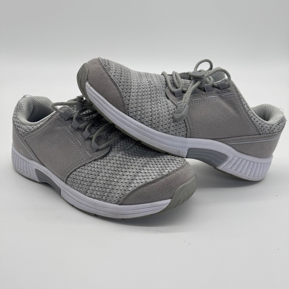 Orthofeet Coral Gray Mesh Walking Shoes Womens 8.5 Wide Bungee Lace 844